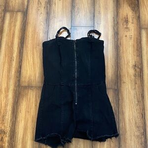 Fashion Nova Black Denim Jumpsuit